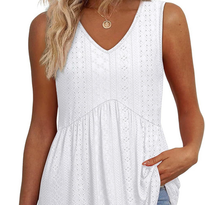 👚Dámské ležérní květinové volánky bez rukávů s výstřihem do V✨