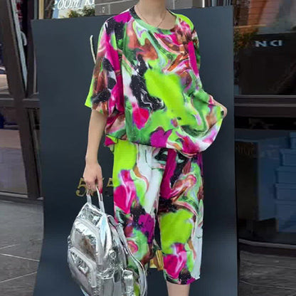Volná dvoudílná souprava s potiskem Tie-Dye