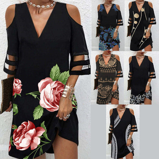 Women’s Fashion Print V-Neck Dress