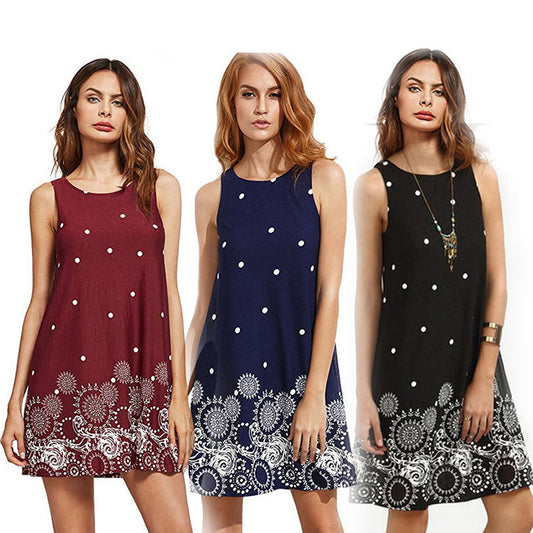 👗Dámské šaty bez rukávů s puntíkovým potiskem